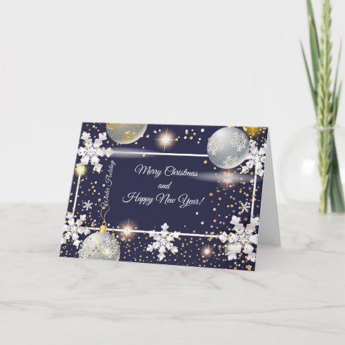 Merry Christmas  New Year 20XX Silver Luxury Holiday Card