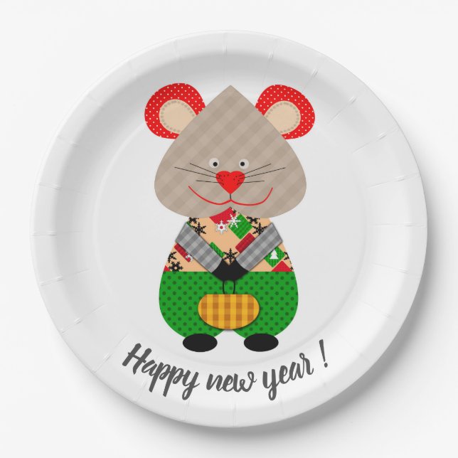 Merry Christmas, new year, Christmas, merry, rat Paper Plates (Front)