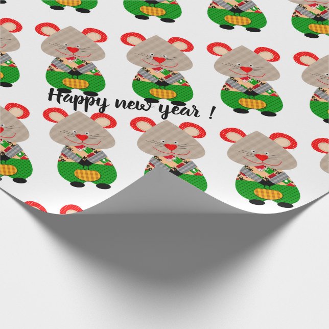 Merry Christmas, new year, Christmas, merry, rat Wrapping Paper (Corner)