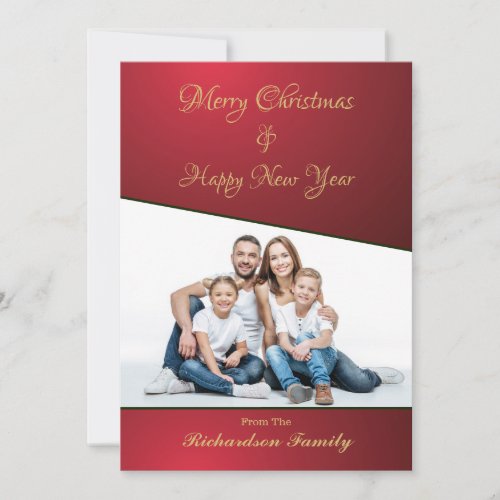 Merry Christmas New Year Family Photo Custom Holiday Card