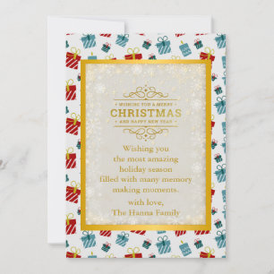 Merry Christmas & New Year gift background pattern Holiday Card