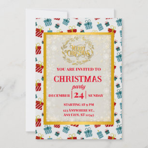 Merry Christmas & New Year gift background pattern Invitation