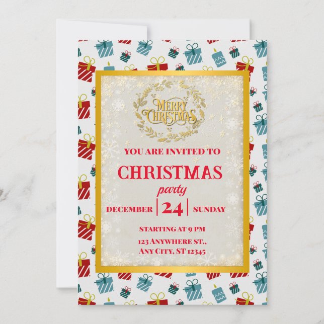 Merry Christmas & New Year gift background pattern Invitation (Front)