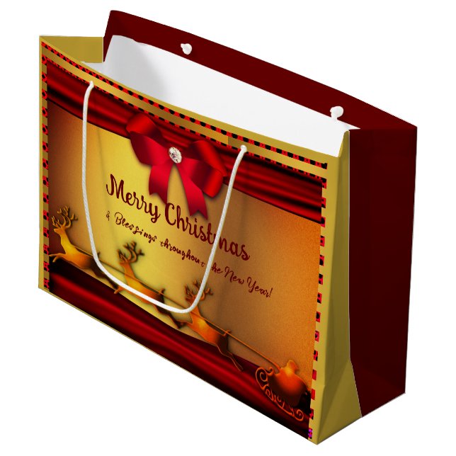 Merry Christmas -  New Year  Large Gift Bag (Front Angled)