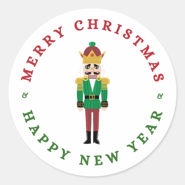 Merry Christmas New Year Nutcracker Sticker (Front)