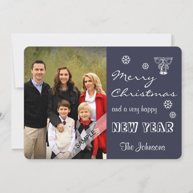 Merry Christmas New Year Personalized Photo Red Holiday Card (Front)