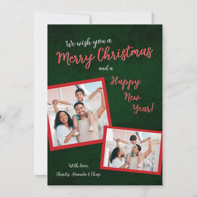 Merry Christmas & New Year Photo Holiday Card (Front)