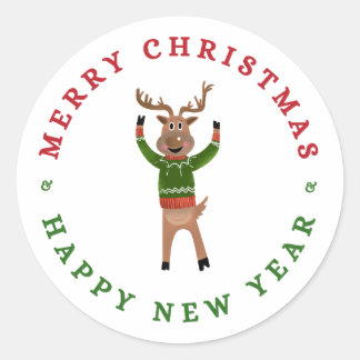 Merry Christmas New Year Reindeer Sticker