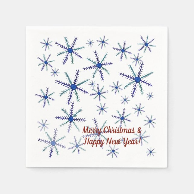 Merry Christmas, New Year Snowflakes Napkins (Front)