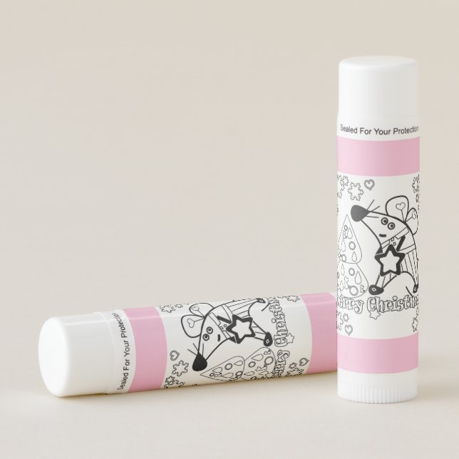 Merry Christmas New Year Symbol Mouse Cartoon cute Lip Balm (Front)