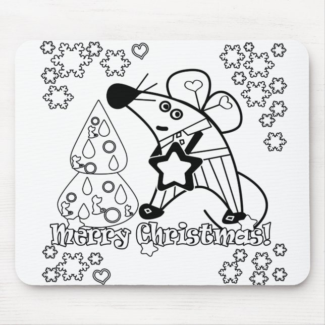 Merry Christmas New Year Symbol Mouse Cartoon cute Mouse Pad (Front)
