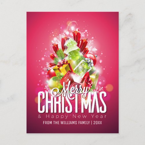 Merry Christmas New Year Wishes with Family Photo Holiday Postcard