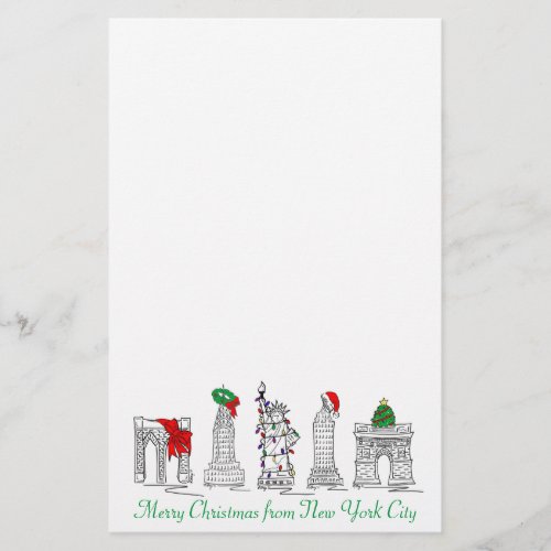 Merry Christmas New York City Holiday Landmarks NY Stationery