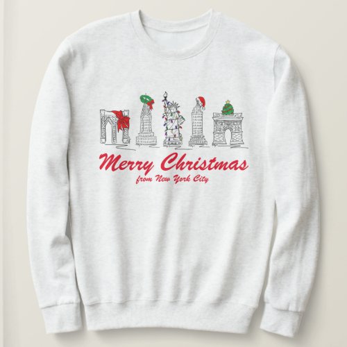 Merry Christmas New York City NYC Landmarks Xmas Sweatshirt