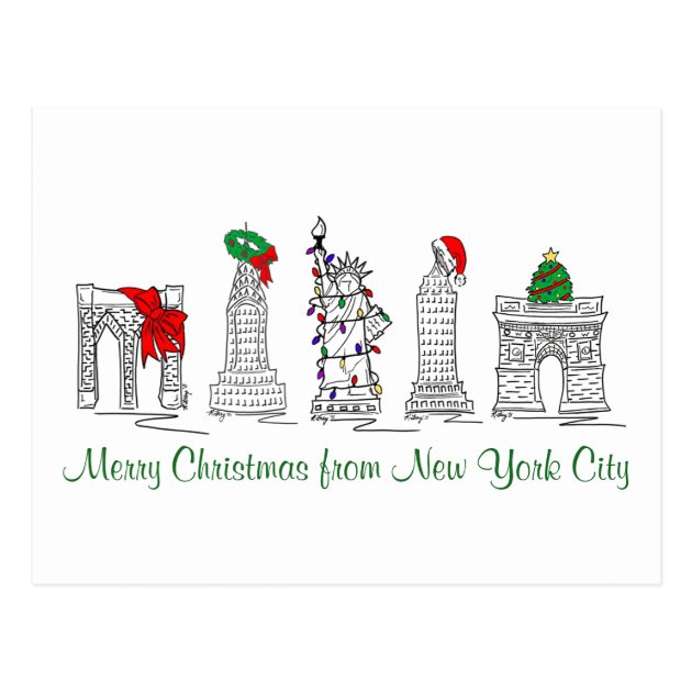 Merry Christmas New York City NYC Xmas Postcards