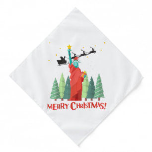 Merry Christmas New York Santa Claus Statue Of Lib Bandana