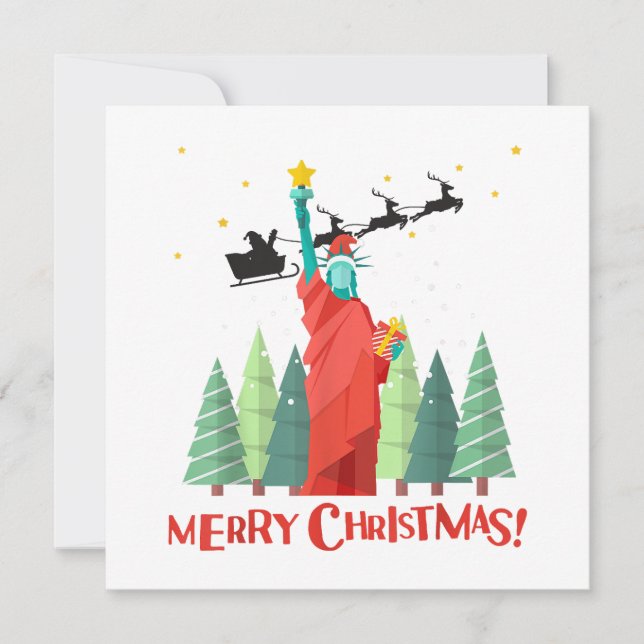 Merry Christmas New York Santa Claus Statue Of Lib Invitation (Front)