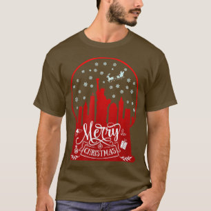 Merry christmas new york skyline in snow globe sno T-Shirt