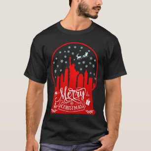 Merry Christmas New York Skyline In Snow Globe Sno T-Shirt