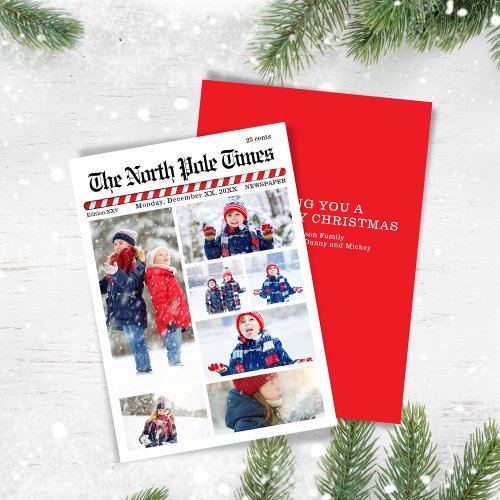 Merry Christmas Newspaper Multi Photo Holiday Card