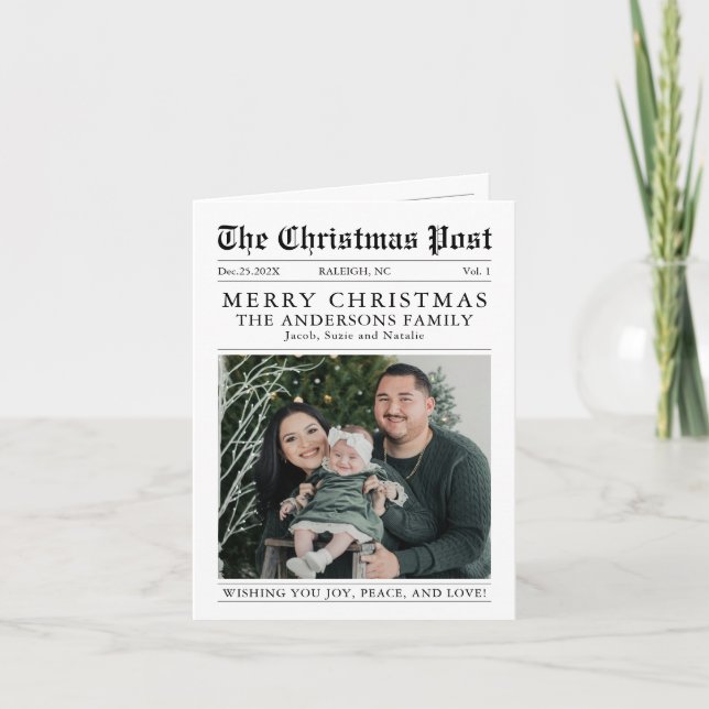 Merry Christmas Newspaper Year in Review Photo Card (Front)