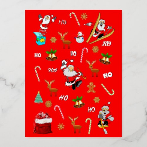 Merry Christmas Nice Naughty 25 December Christmas Foil Holiday Postcard