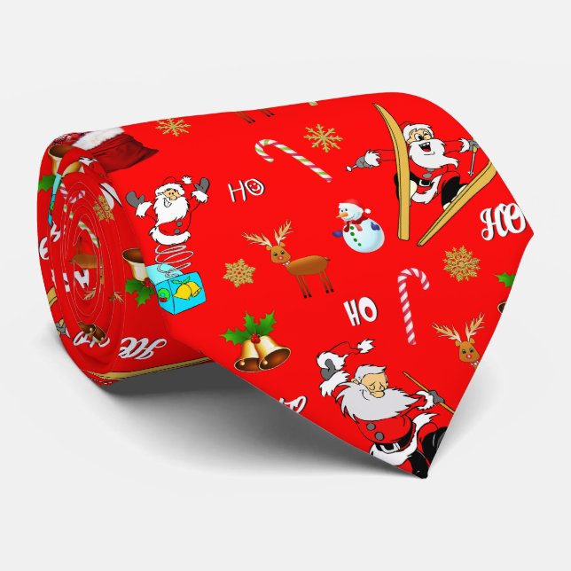 Merry Christmas Nice Naughty 25 December Christmas Neck Tie (Rolled)