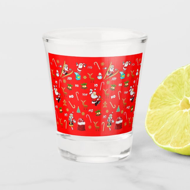 Merry Christmas Nice Naughty 25 December Christmas Shot Glass (Front)