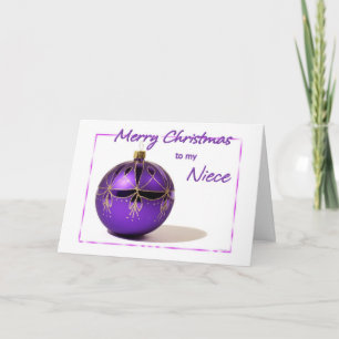 Merry Christmas Niece Purple Ball Card