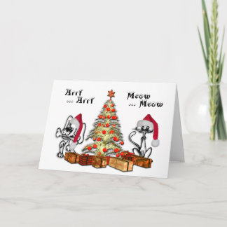 Merry Christmas Night Tree Custom Script Holiday Card