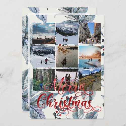 Merry Christmas Nine Photo Collage Greeting Card