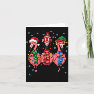 Merry Christmas Nk Flamingo Santa Hat Matching Fam Card