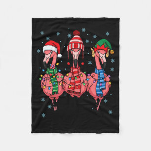 Merry Christmas Nk Flamingo Santa Hat Matching Fam Fleece Blanket