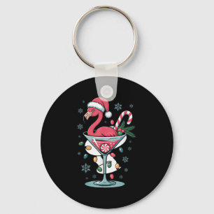 Merry Christmas Nk Flamingo Wine Drinking Lights X Keychain