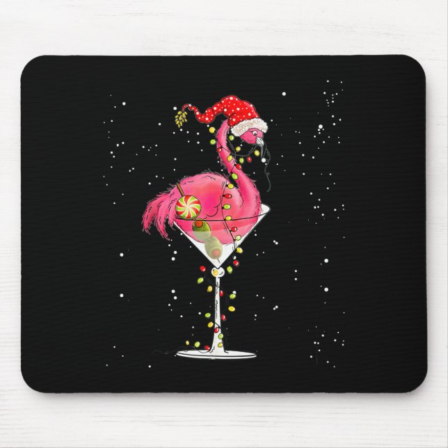 Merry Christmas Nk Flamingo Wine Drinking Lights X Mouse Pad (Front)