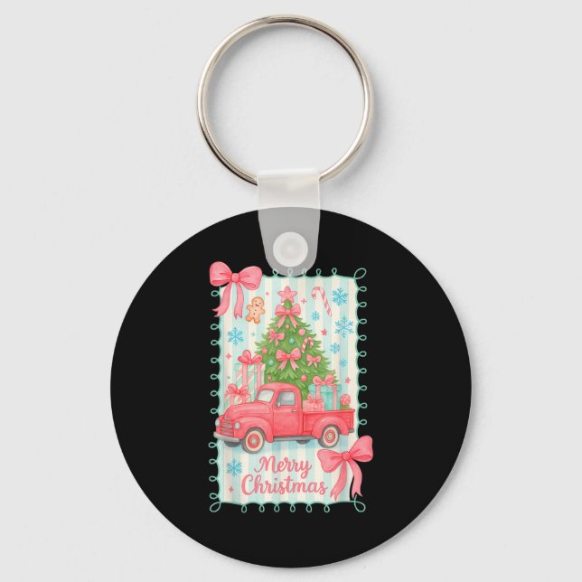 Merry Christmas Nk Truck Family Matching Pajamas G Keychain (Front)