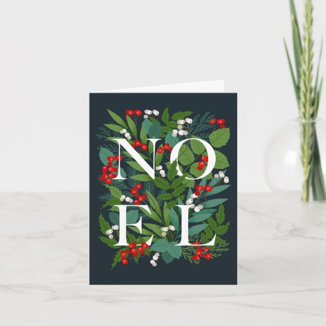 Merry Christmas NOEL Rustic Corporate Greeting Holiday Card (Front)