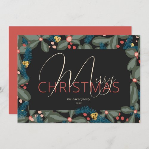 Merry Christmas Non_Photo Colorful Whimsical Red Holiday Card