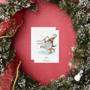 Merry Christmas Nordic Gnome Christmas Foil Holiday Postcard