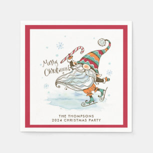 Merry Christmas Nordic Gnome Personalized Napkins