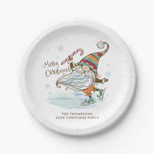 Merry Christmas Nordic Gnome Personalized Paper Plates