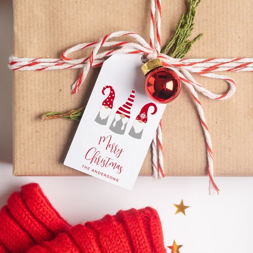Merry Christmas Nordic Gnomes Holiday Gift Tags