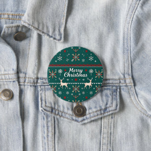 Merry Christmas nordic pattern Button