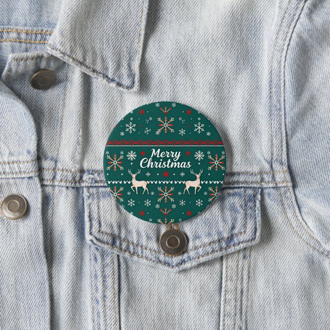 Merry Christmas nordic pattern Button (In Situ)