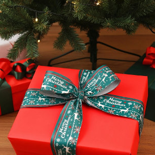 Merry Christmas nordic pattern Grosgrain Ribbon