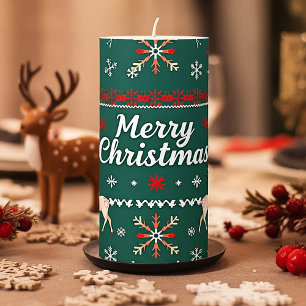 Merry Christmas nordic pattern Pillar Candle