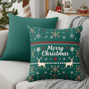 Merry Christmas nordic pattern Throw Pillow