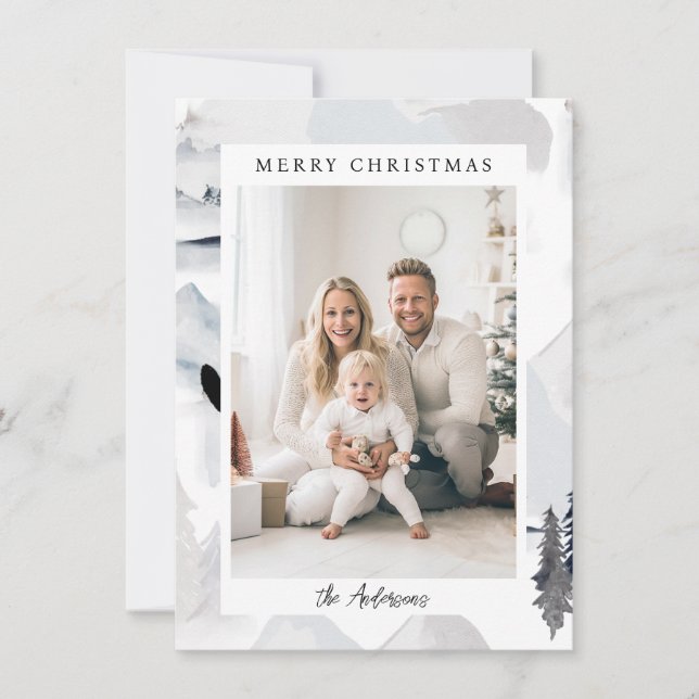 Merry Christmas! Nordic, simple photo  Holiday Card (Front)