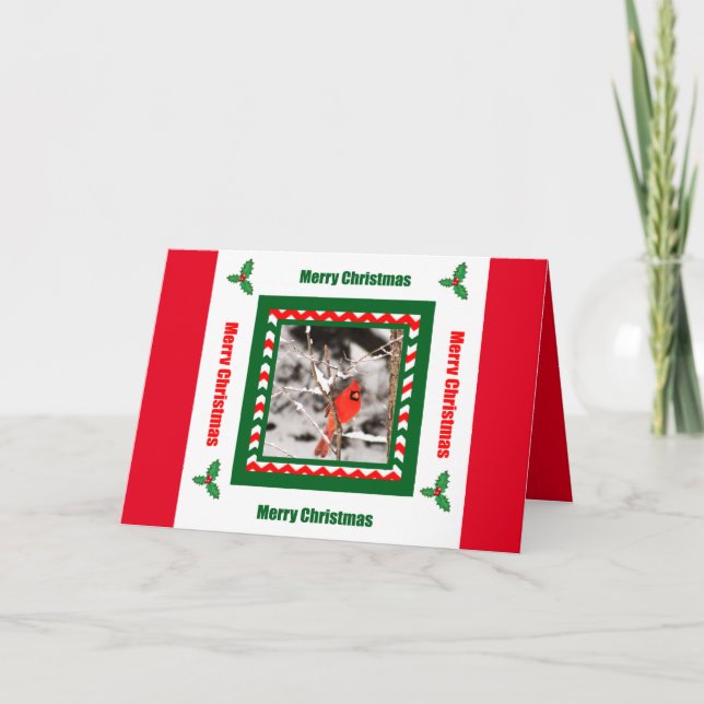 Merry Christmas Northern Cardinal Christmas Card (Front)