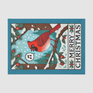 Merry Christmas northern Red Cardinal Tissue Paper